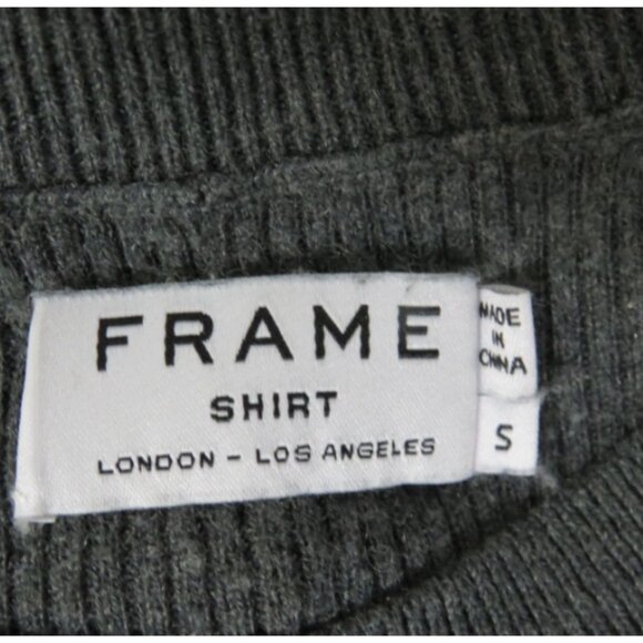 FRAME size Small Classic Rib Top Gray Silk Cashmere Blend Short Sleeve Basic - Picture 2 of 4